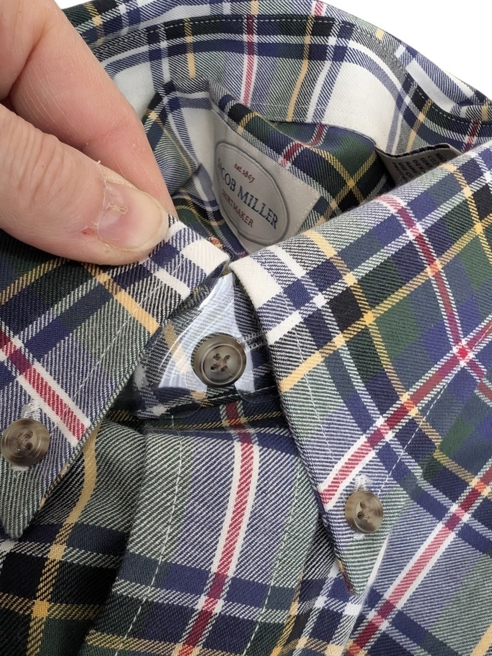 NWT, Jacob Miller Shirtmaker Tartan Plaid Button Down Shirt, Cotton/Wool XXL